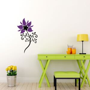 GLIX Květinová dekorace - samolepka na zeď Černá a fialová 50 x 90 cm