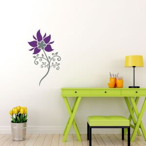 GLIX Květinová dekorace - samolepka na zeď Šedá a fialová 30 x 55 cm
