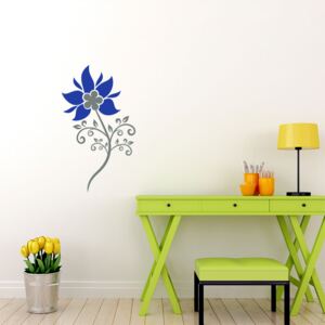 GLIX Květinová dekorace - samolepka na zeď Šedá a modrá 30 x 55 cm