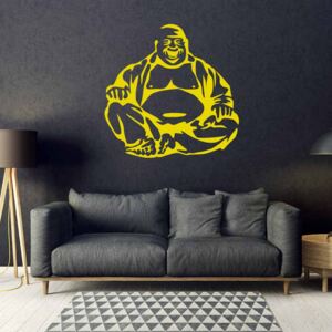 GLIX Veselý buddha - samolepka na zeď Žlutá 50 x 50 cm