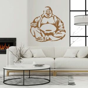 GLIX Veselý buddha - samolepka na zeď Hnědá 50 x 50 cm