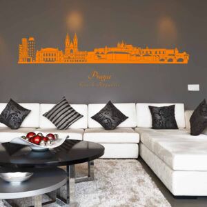 GLIX Panorama Praha - samolepka na zeď Oranžová 150 x 45 cm