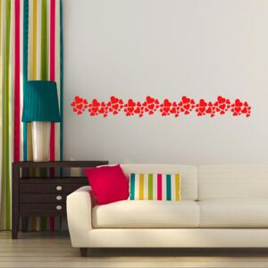 GLIX Bordura ze srdíček - samolepka na zeď Světle červená 100 x 12 cm