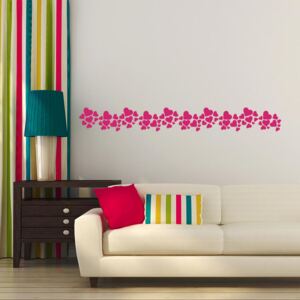 GLIX Bordura ze srdíček - samolepka na zeď Růžová 100 x 12 cm