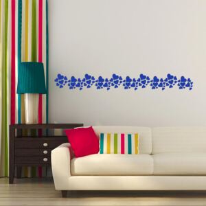 GLIX Bordura ze srdíček - samolepka na zeď Modrá 100 x 12 cm