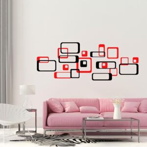 GLIX Dekorativní čtverce - samolepka na zeď Černá a červená 2 x 30 x 30 cm