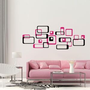 GLIX Dekorativní čtverce - samolepka na zeď Černá a růžová 2 x 30 x 30 cm