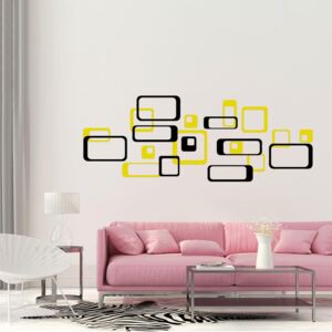 GLIX Dekorativní čtverce - samolepka na zeď Černá a žlutá 2 x 30 x 30 cm