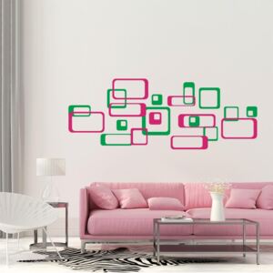 GLIX Dekorativní čtverce - samolepka na zeď Zelená a ružová 2 x 30 x 30 cm