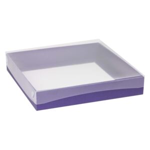 Dárková krabice s průhledným víkem 300x300x50/40 mm, fialová