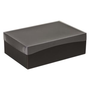 Dárková krabice s průhledným víkem 300x200x100/40 mm, černá