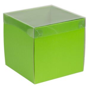 Dárková krabička s průhledným víkem 200x200x200/40 mm, zelená