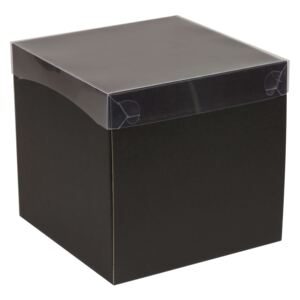 Dárková krabička s průhledným víkem 200x200x200/40 mm, černá
