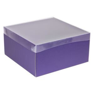 Dárková krabice s průhledným víkem 300x300x150/40 mm, fialová