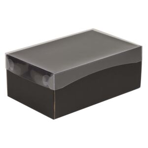 Dárková krabička s průhledným víkem 250x150x100/40 mm, černá