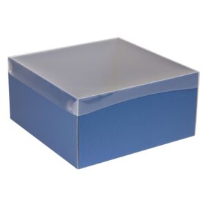 Dárková krabice s průhledným víkem 300x300x150/40 mm, modrá
