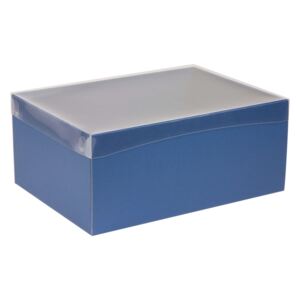 Dárková krabice s průhledným víkem 350x250x150/40 mm, modrá