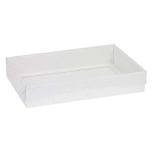 Dárková krabice s průhledným víkem 300x200x50/40 mm, bílá
