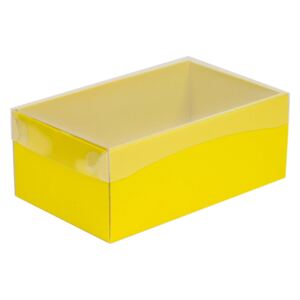 Dárková krabička s průhledným víkem 250x150x100/40 mm, žlutá