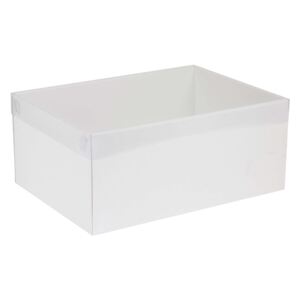 Dárková krabice s průhledným víkem 350x250x150/40 mm, bílá