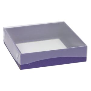 Dárková krabička s průhledným víkem 200x200x50/40 mm, fialová