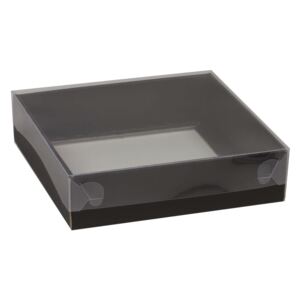 Dárková krabička s průhledným víkem 200x200x50/40 mm, černá