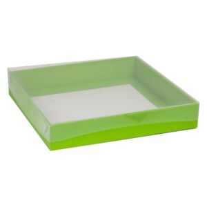 Dárková krabice s průhledným víkem 300x300x50/40 mm, zelená