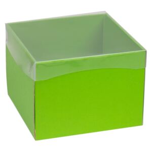 Dárková krabička s průhledným víkem 200x200x150/40 mm, zelená