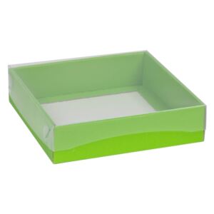 Dárková krabička s průhledným víkem 200x200x50/40 mm, zelená