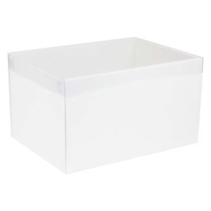 Dárková krabice s průhledným víkem 350x250x200/40 mm, bílá