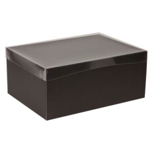 Dárková krabice s průhledným víkem 350x250x150/40 mm, černá