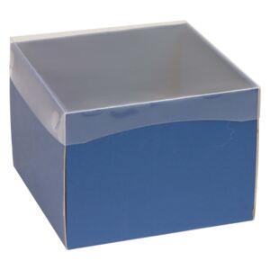 Dárková krabička s průhledným víkem 200x200x150/40 mm, modrá