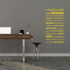 GLIX Rodinná pravidla - samolepka na zeď Žlutá 50 x 100 cm
