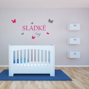 GLIX Sladké sny - samolepka na zeď Šedá a růžová 120 x 60 cm
