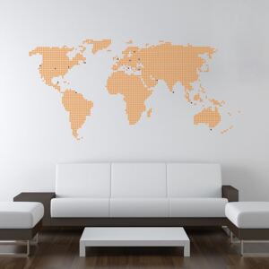 GLIX Mapa světa - samolepka na zeď Oranžová 200 x 100 cm
