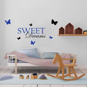 GLIX Sweet dreams - samolepka na zeď Černá a modrá 120 x 60 cm