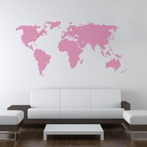 GLIX Mapa světa - samolepka na zeď Růžová 200 x 100 cm