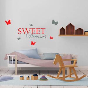 GLIX Sweet dreams - samolepka na zeď Šedá a červená 120 x 60 cm