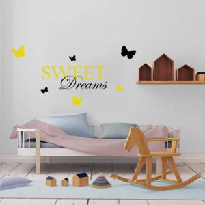 GLIX Sweet dreams - samolepka na zeď Černá a žlutá 120 x 60 cm