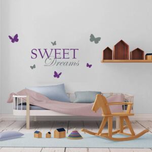 GLIX Sweet dreams - samolepka na zeď Šedá a fialová 120 x 60 cm