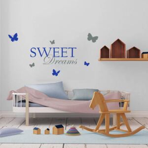 GLIX Sweet dreams - samolepka na zeď Šedá a modrá 120 x 60 cm