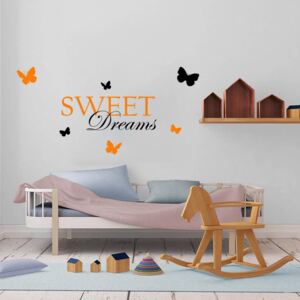 GLIX Sweet dreams - samolepka na zeď Černá a oranžová 120 x 60 cm