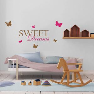 GLIX Sweet dreams - samolepka na zeď Hnědá a růžová 120 x 60 cm
