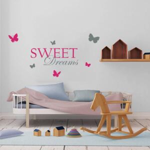 GLIX Sweet dreams - samolepka na zeď Šedá a růžová 120 x 60 cm