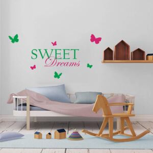 GLIX Sweet dreams - samolepka na zeď Zelená a ružová 120 x 60 cm
