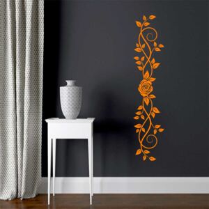 GLIX Květinová dekorace III. - samolepka na zeď Oranžová 120 x 25 cm