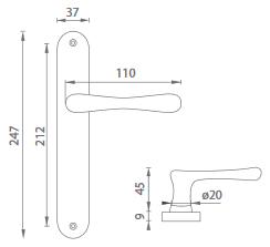 Dveřní kování MP Elegant (OLV) - BB klika-klika otvor pro obyčejný klíč/OLV (mosaz leštěná a lakovaná) / Rozteč 72 mm