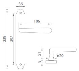Dveřní kování MP Alt Wien (OGS) - BB klika-klika otvor pro obyčejný klíč/OGS (bronz česaný mat) / Rozteč 72 mm