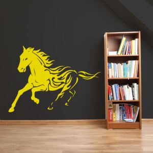 GLIX Kůň - samolepka na zeď Žlutá 80 x 58 cm