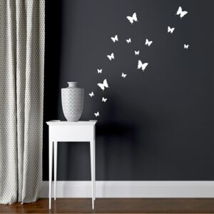 Sada motýlů - samolepka na zeď Bílá 95 x 10 cm